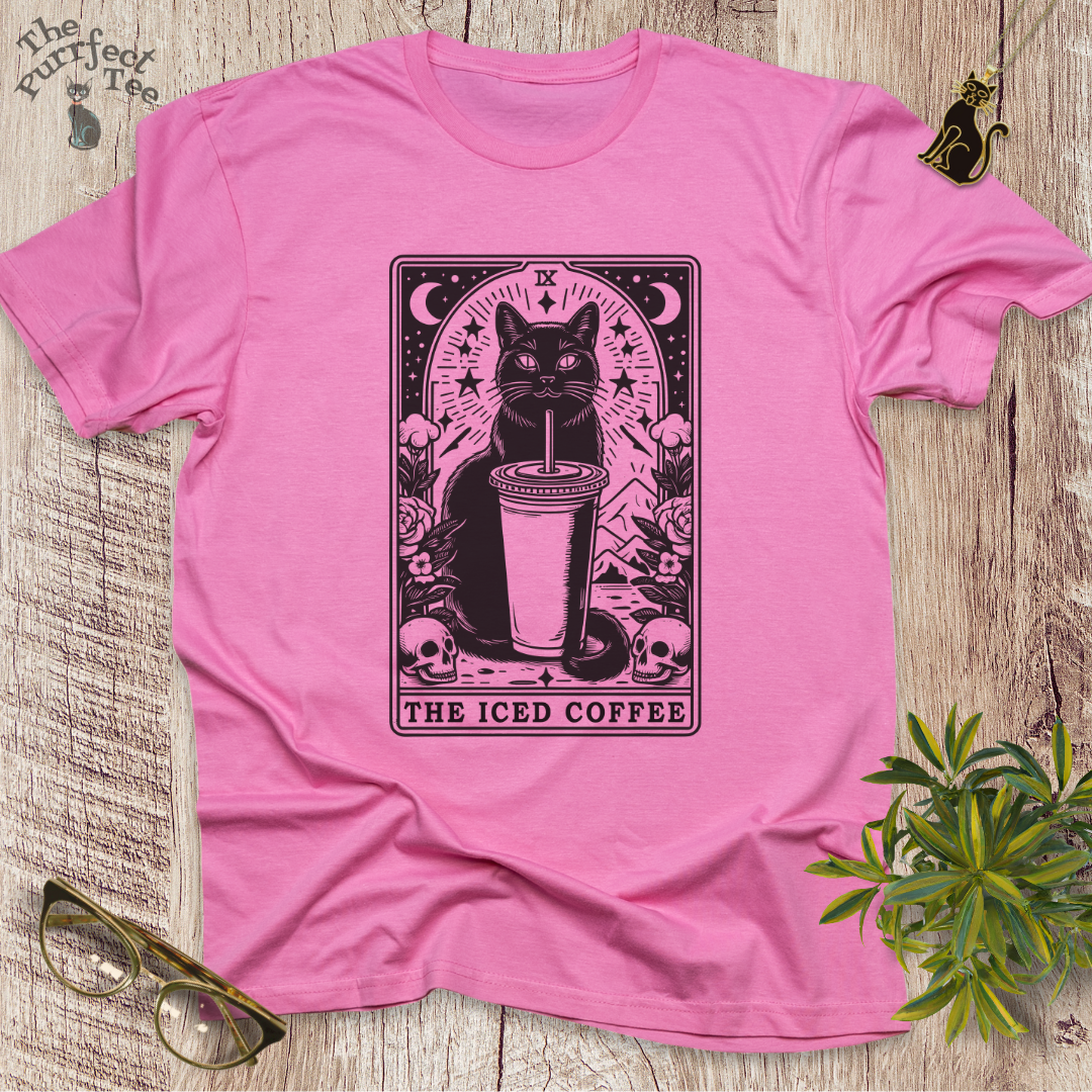 Tarot card iced coffee cat t-shirt