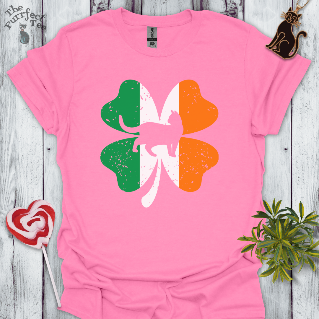 Irish flag shamrock cat t-shirt