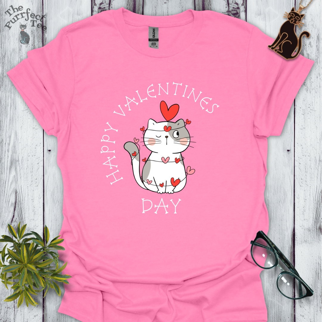 Happy Valentine's Day cat with heart