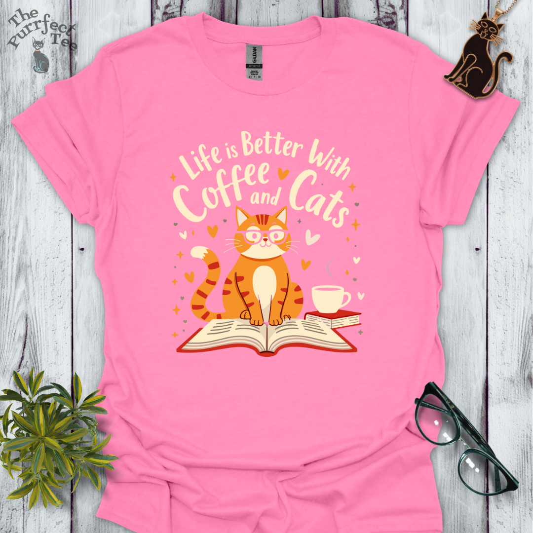 Life is better with books coffee and cats - ginger cat