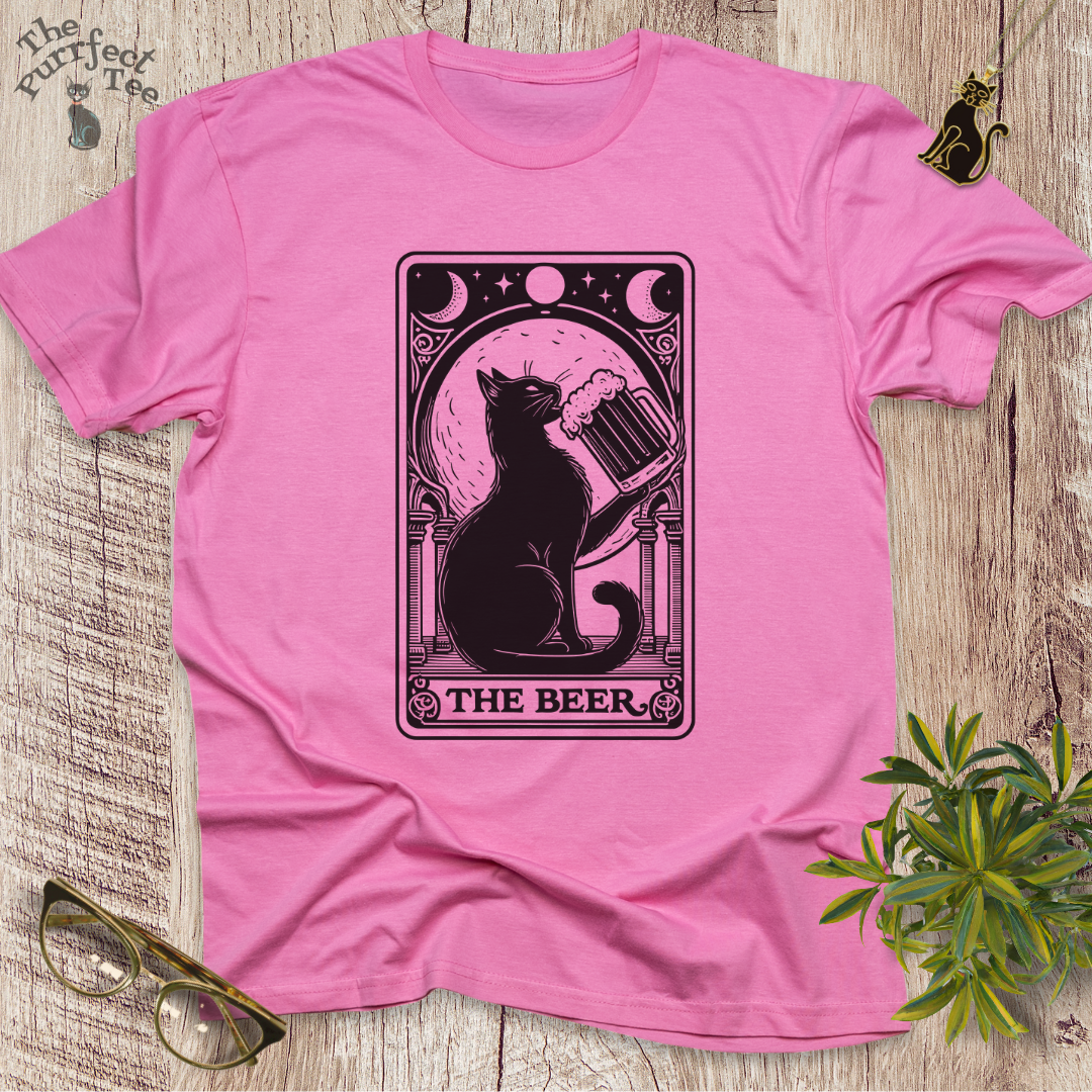 Tarot card beer cat t-shirt