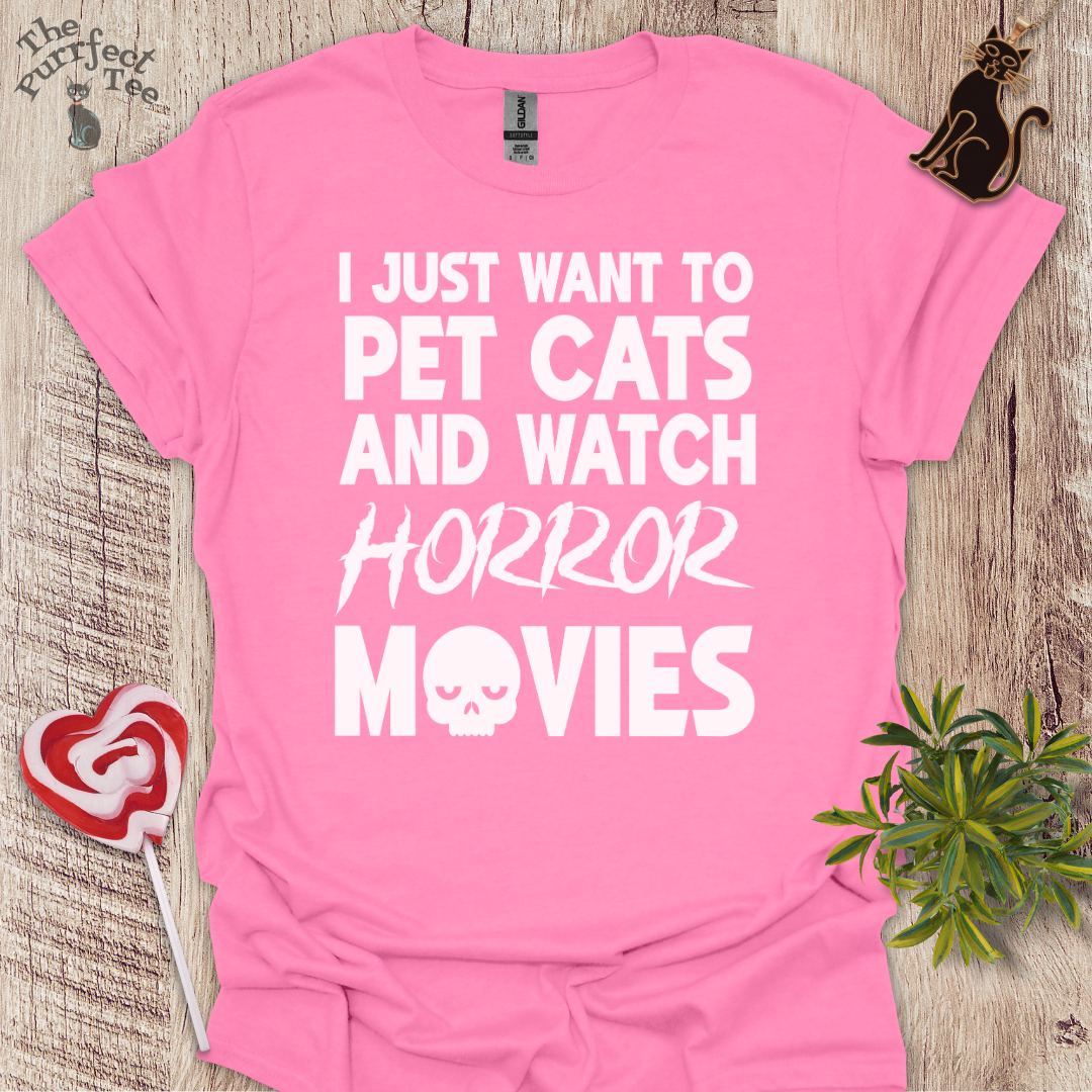 Horror movies and cats t-shirt