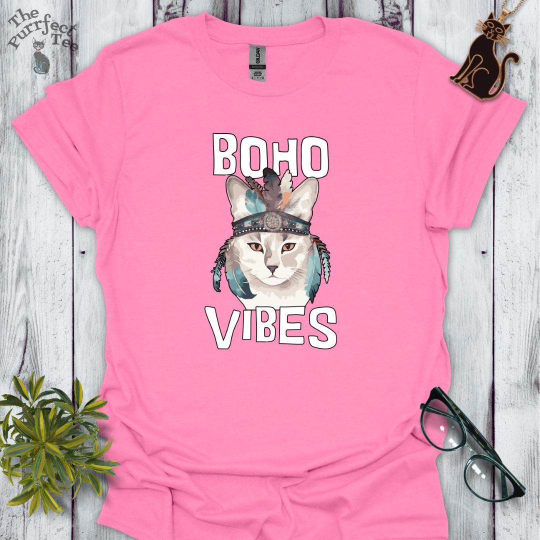 Boho vibes headband cat t-shirt