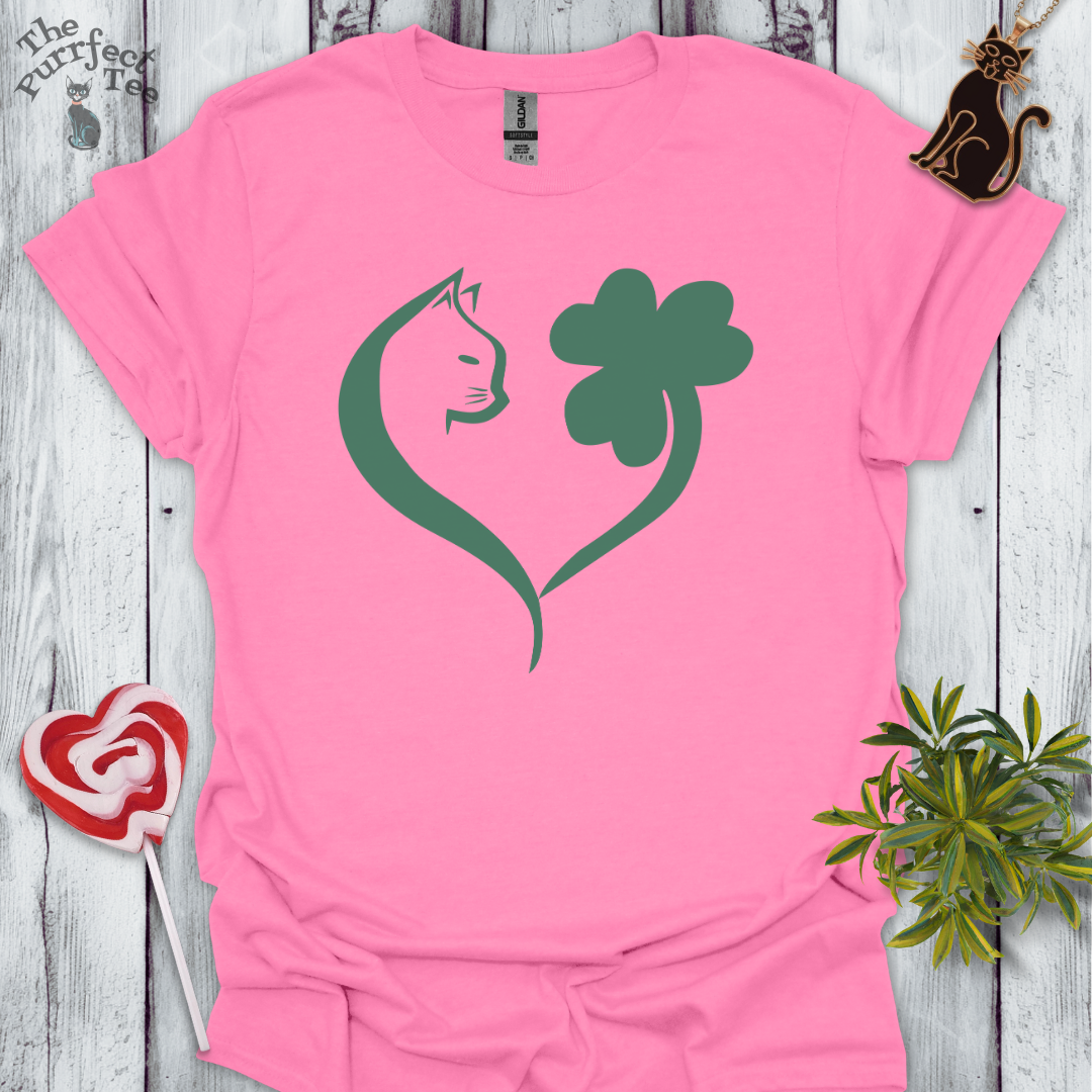 Cat shamrock heart t-shirt