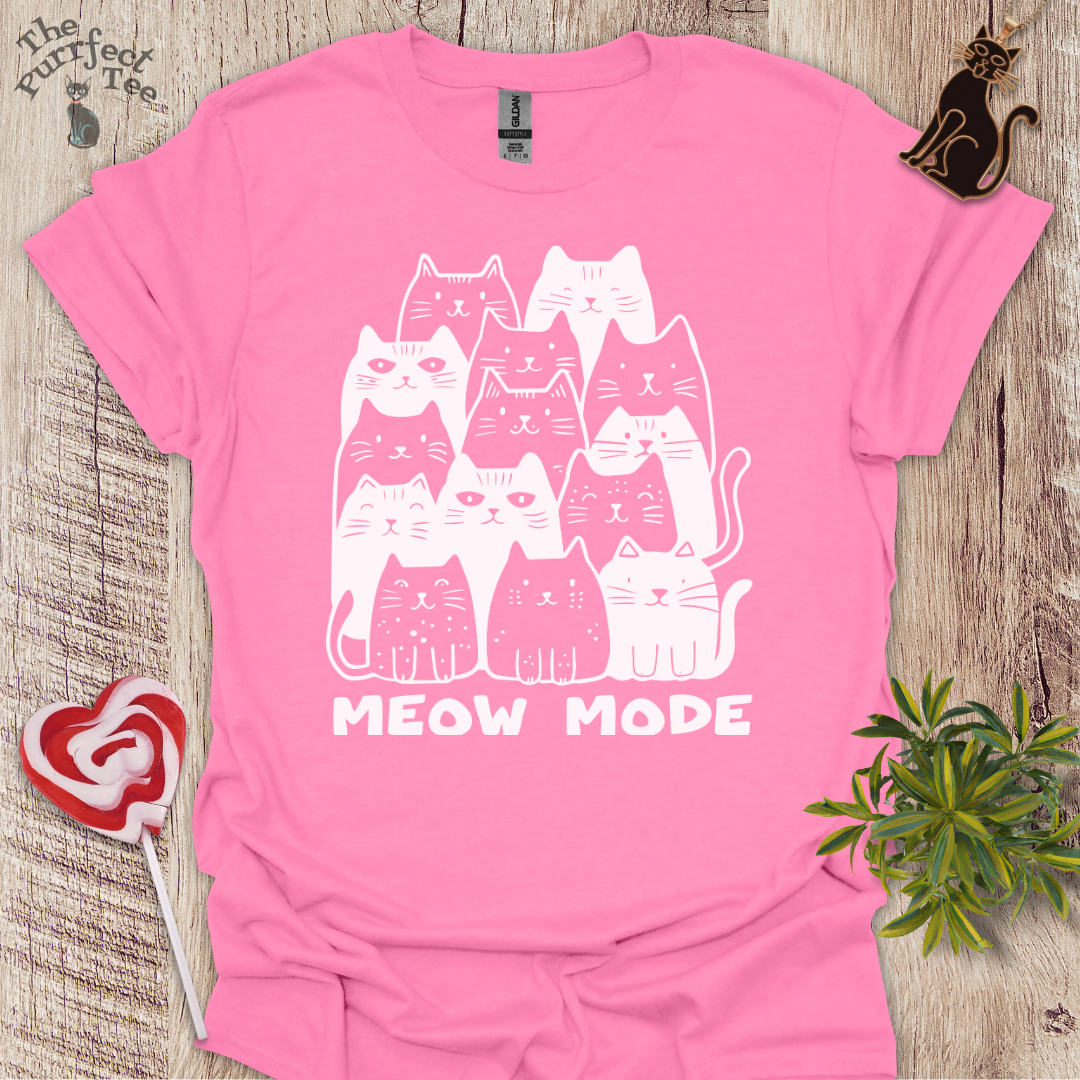 Meow mode cat t-shirt