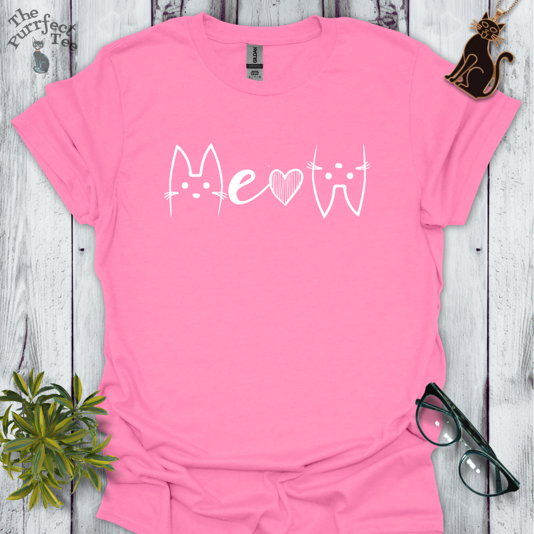 Meow white/black cat t-shirt
