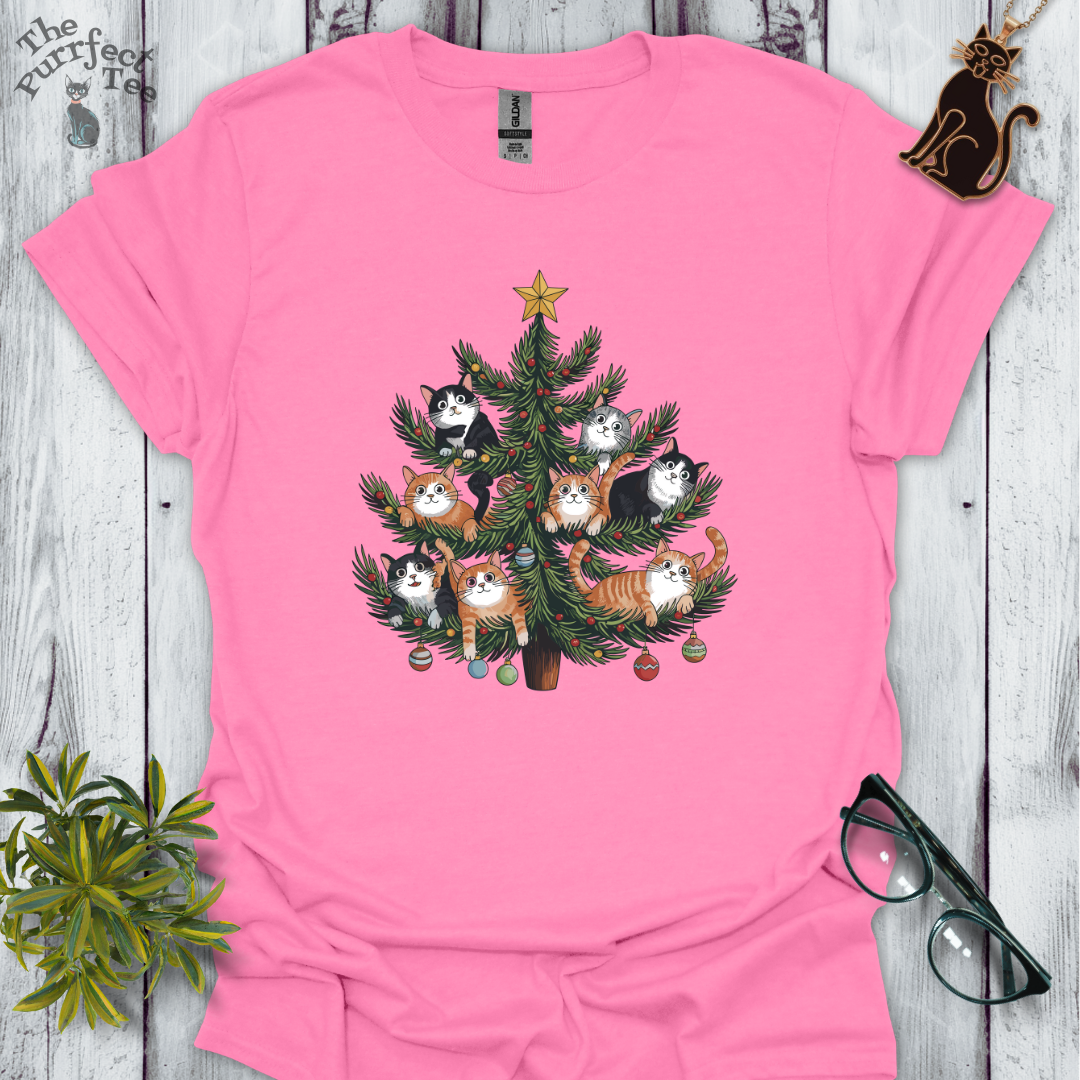 Cat Christmas tree cat t-shirt