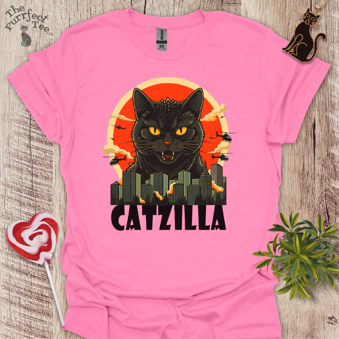 Catzilla black cat t-shirt