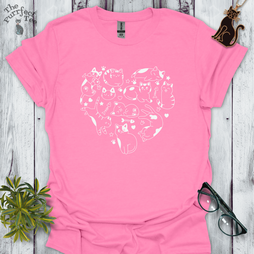 Cats making a heart white/black