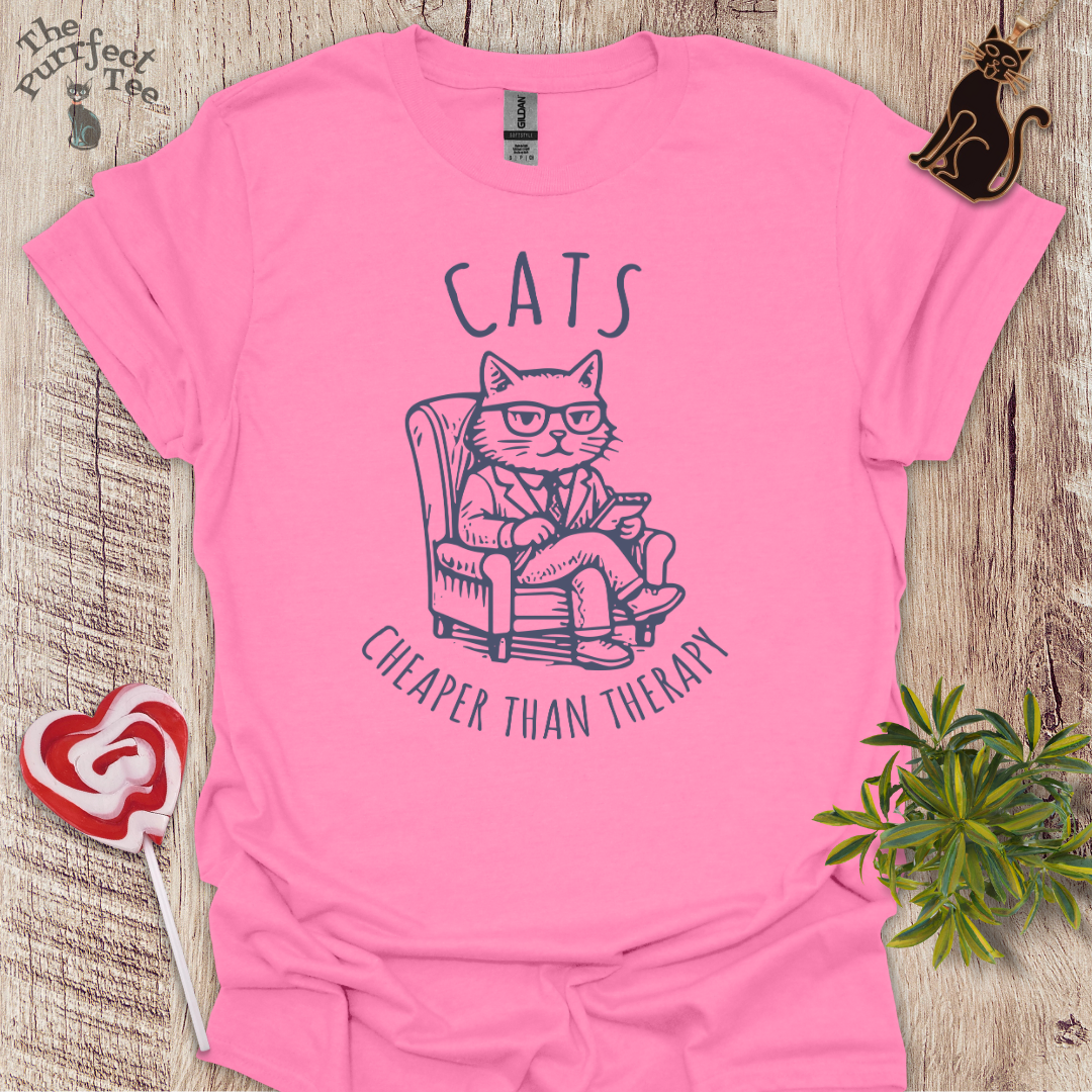 Cats cheaper than therapy cat t-shirt