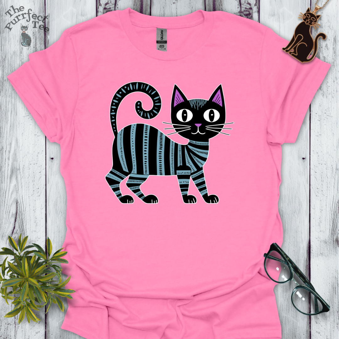 Folk cat striped blue