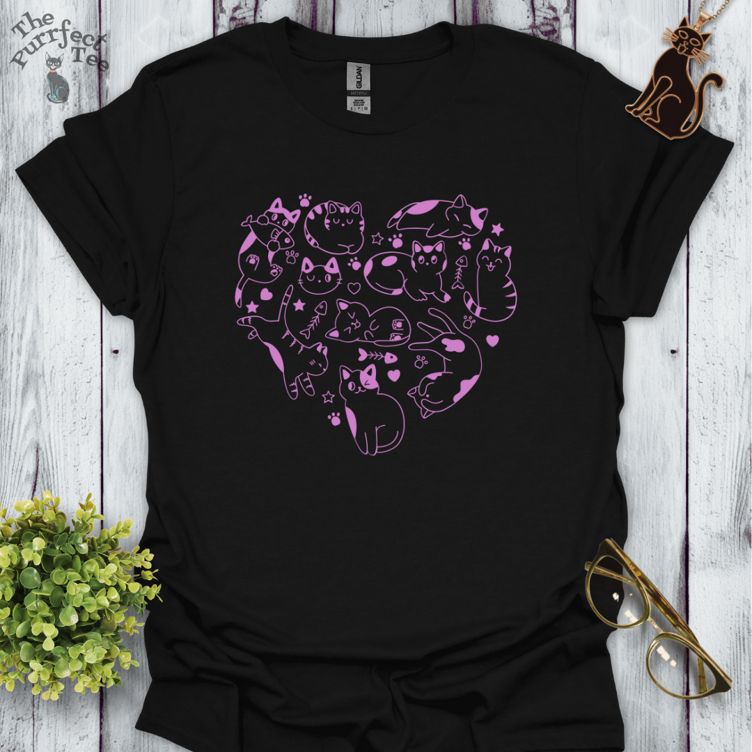 Cats making a heart pink