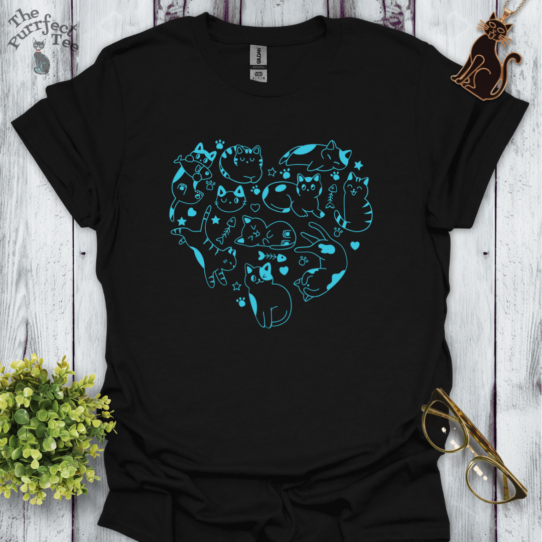 Cats making a heart blue