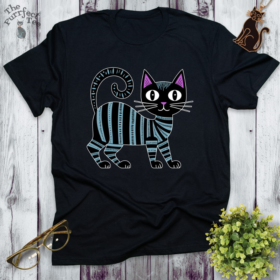Folk cat striped blue