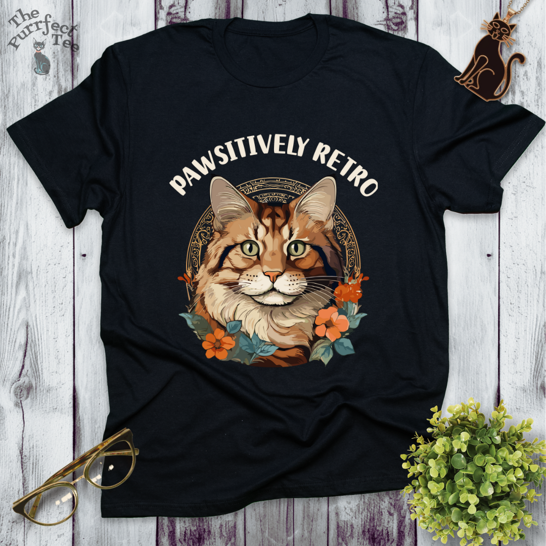 Pawsitively retro - cat and flowers