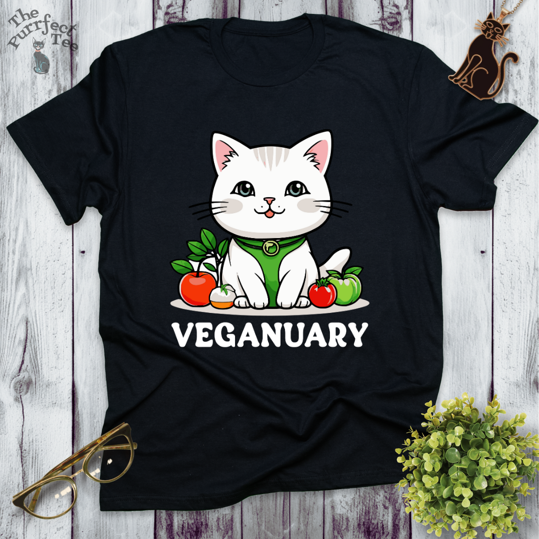 Veganuary white cat