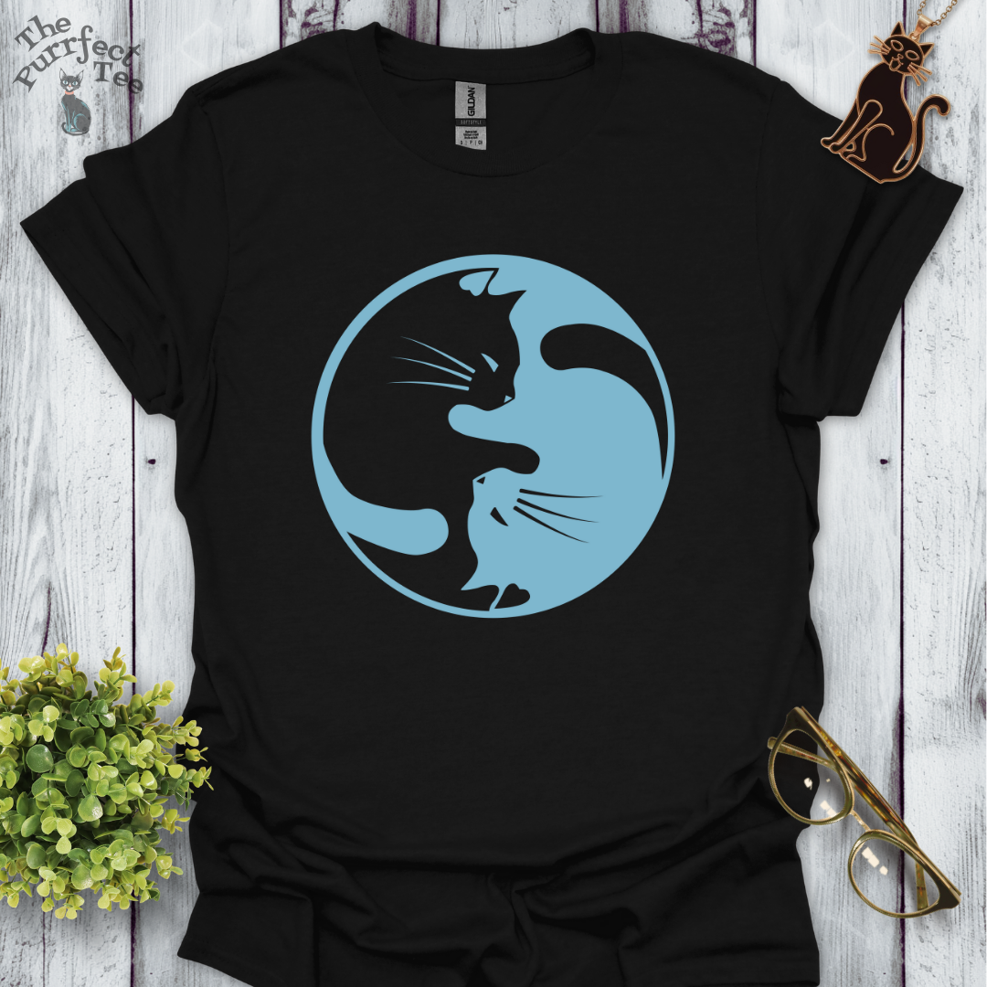 Cat yin yang blue