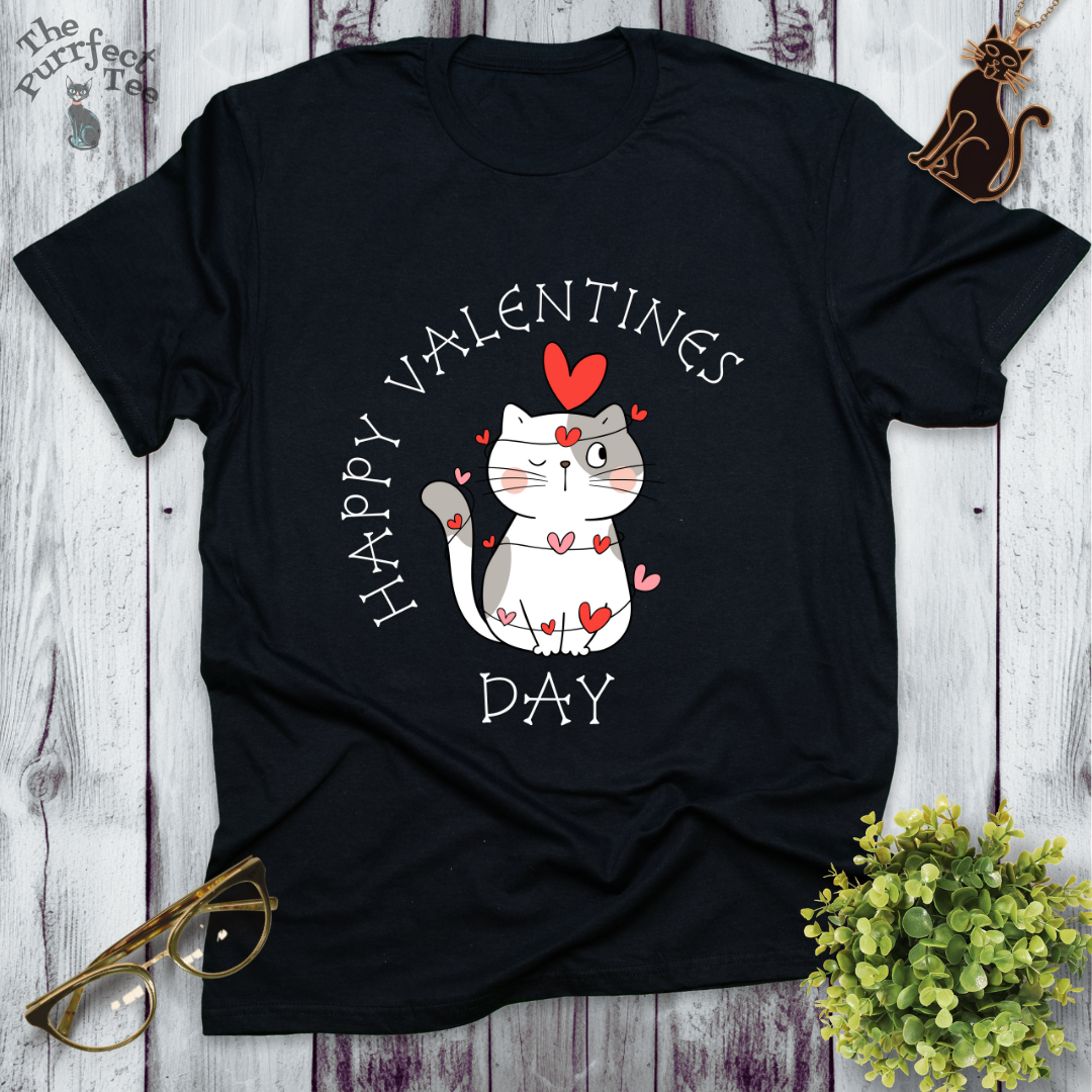 Happy Valentine's Day cat with heart