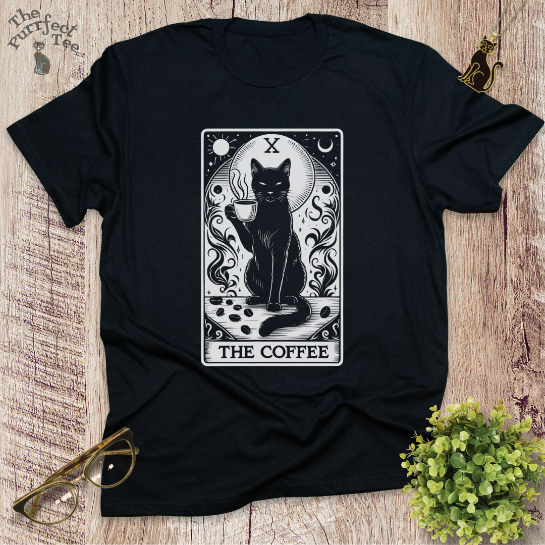 Tarot card coffee cat t-shirt