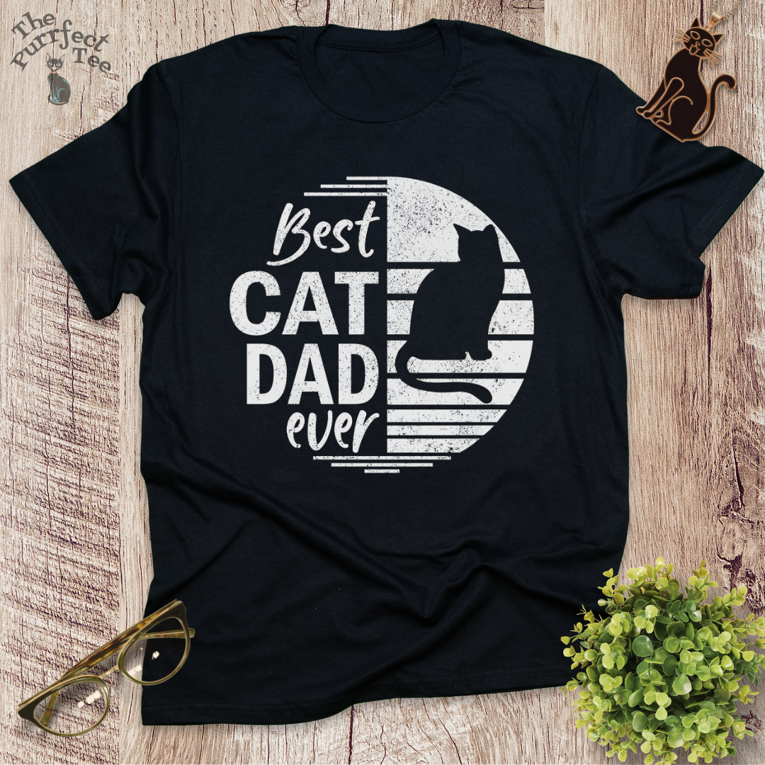 Best cat dad ever circle cat t-shirt