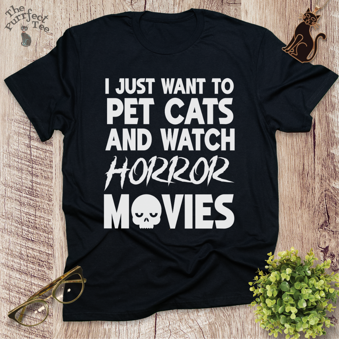 Horror movies and cats t-shirt