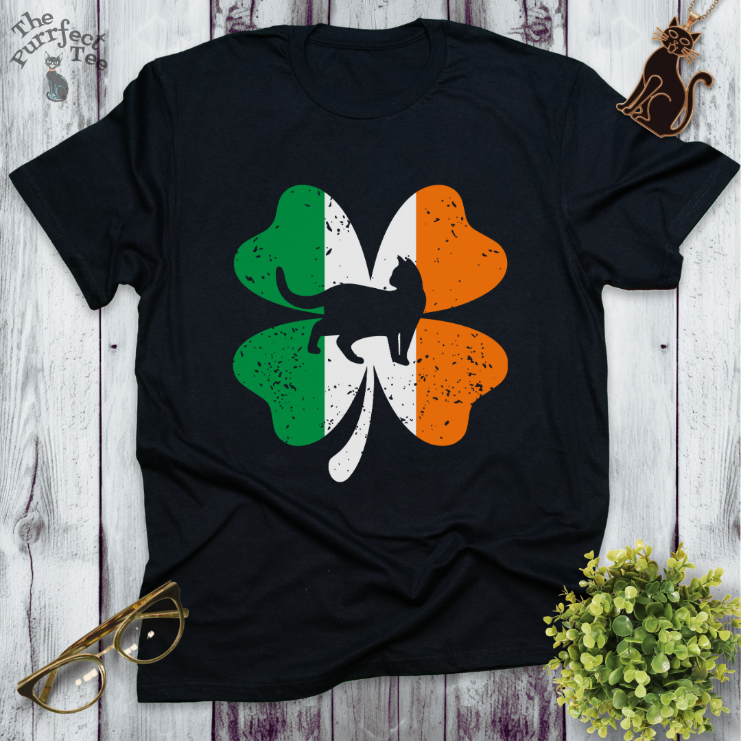 Irish flag shamrock cat t-shirt