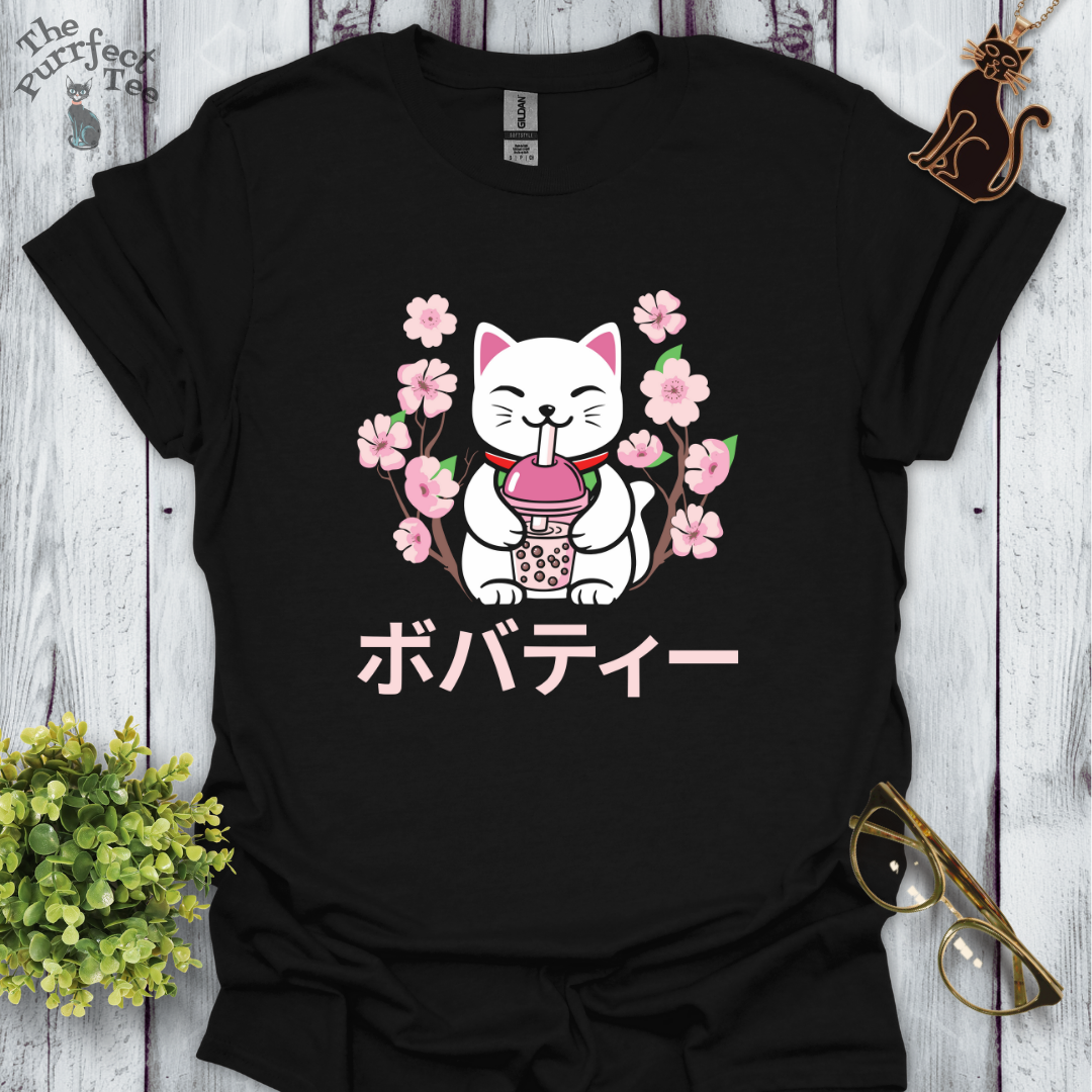 Cat drinking bubble tea cat t-shirt