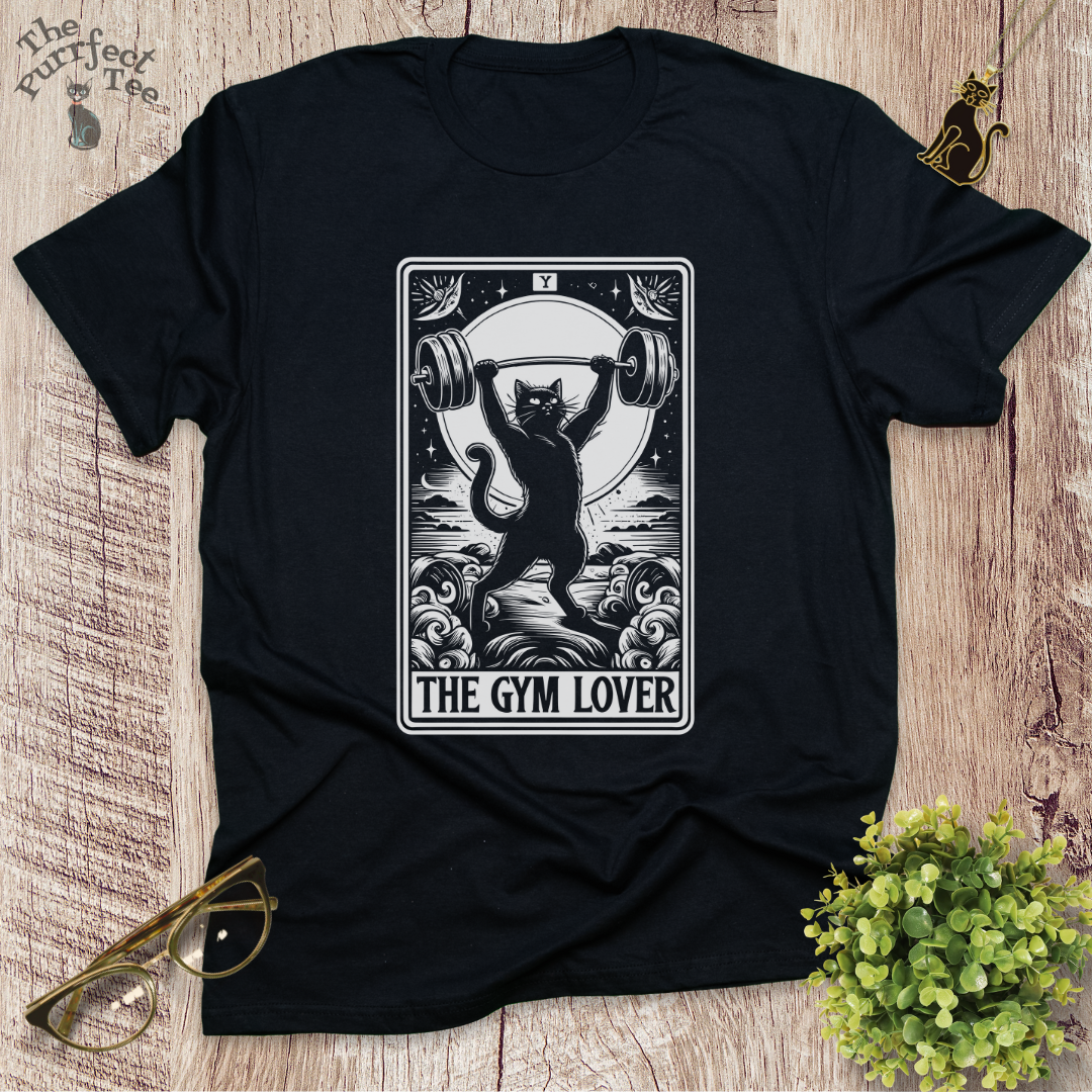 Tarot card gym cat t-shirt