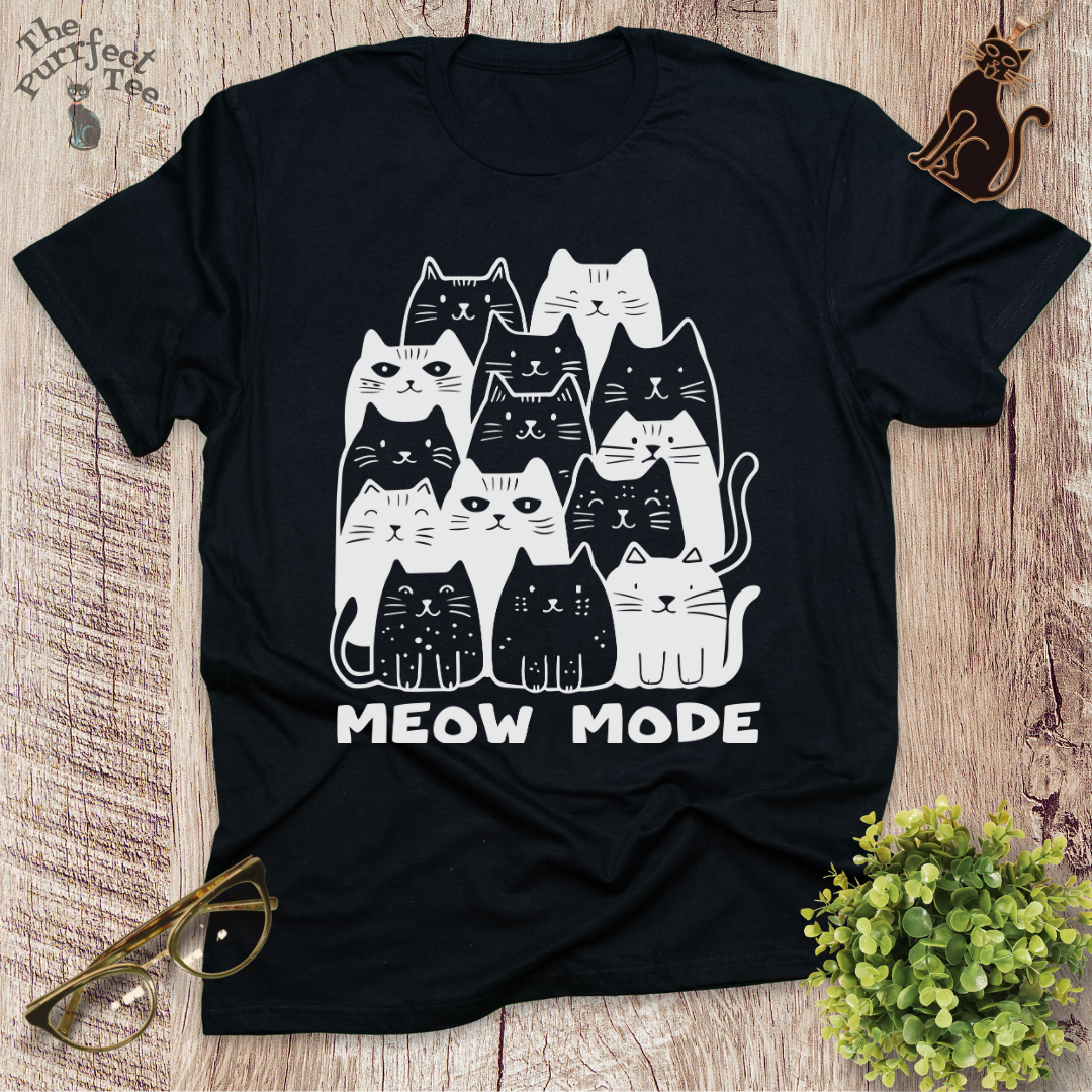 Meow mode cat t-shirt