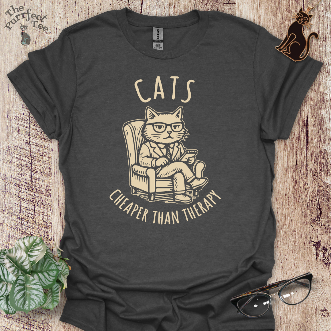 Cats cheaper than therapy cat t-shirt