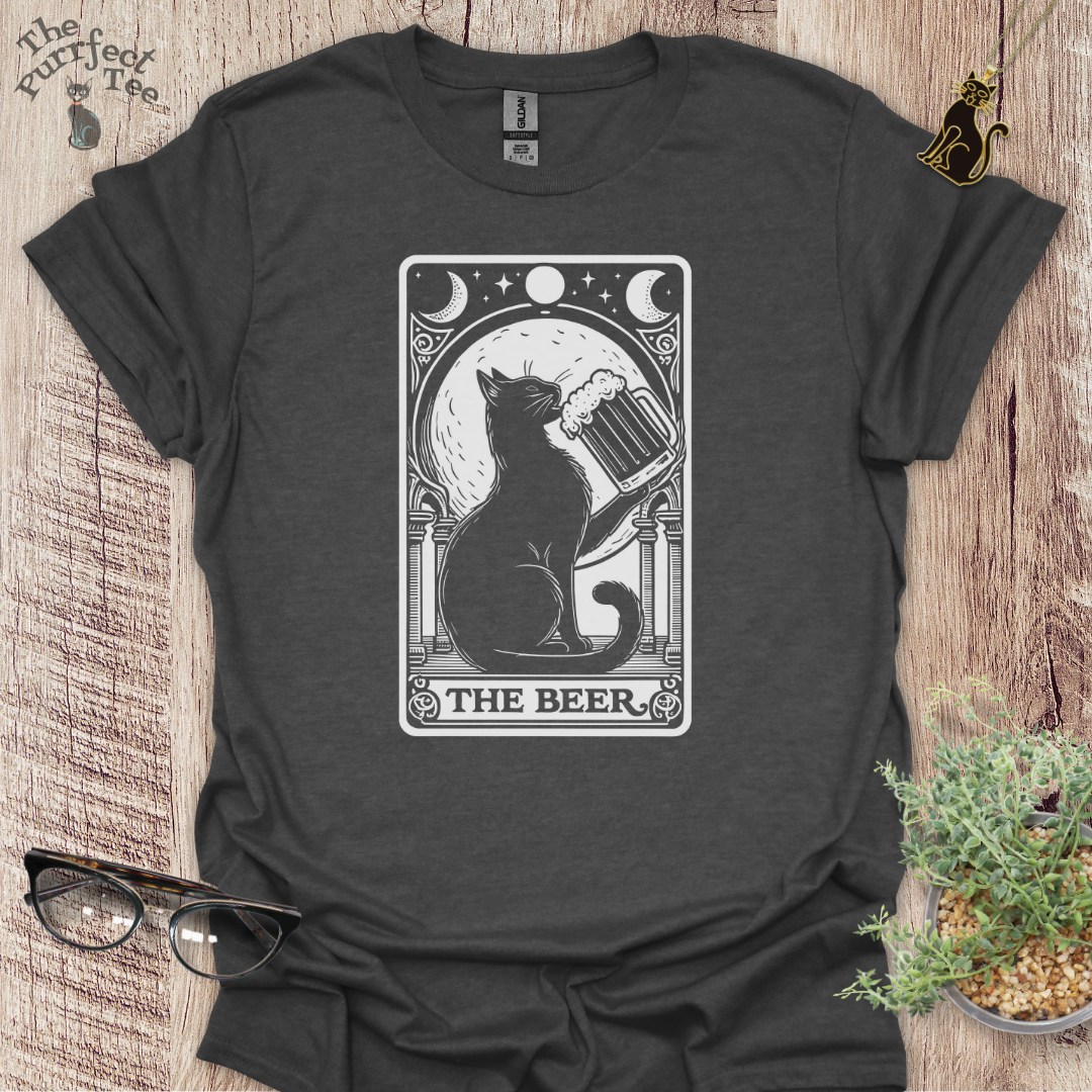 Tarot card beer cat t-shirt