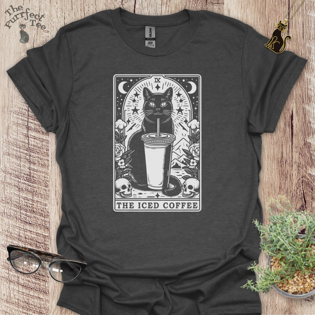 Tarot card iced coffee cat t-shirt