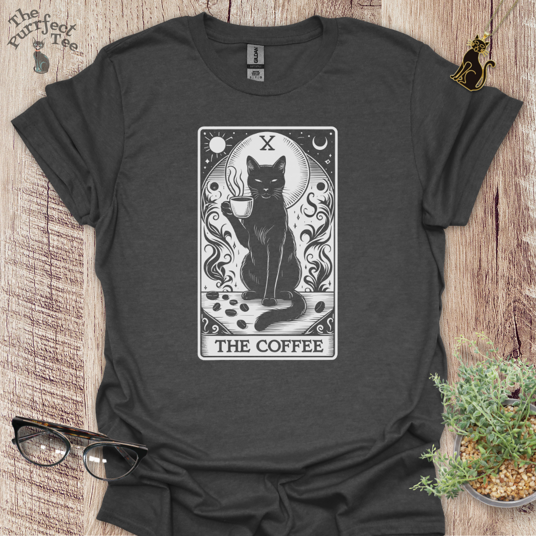 Tarot card coffee cat t-shirt