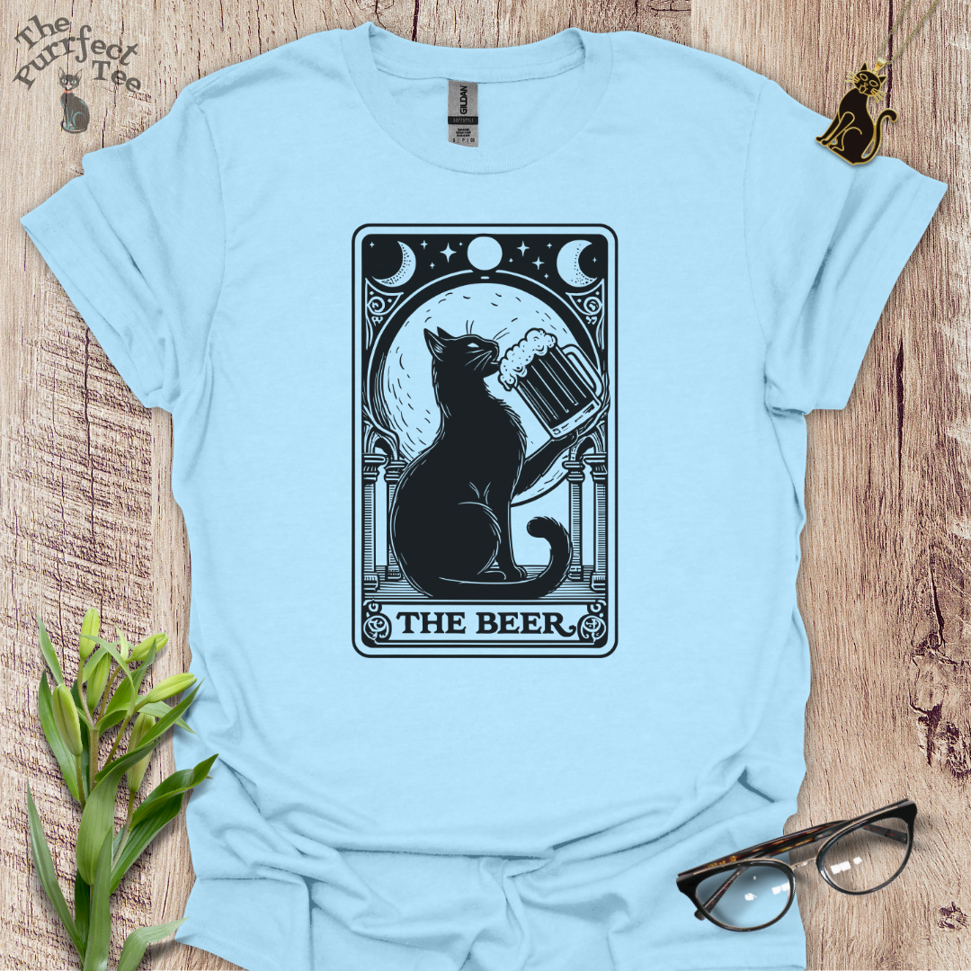 Tarot card beer cat t-shirt