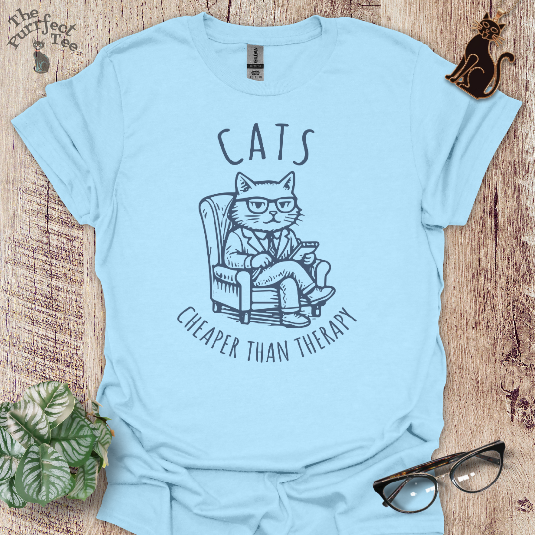 Cats cheaper than therapy cat t-shirt