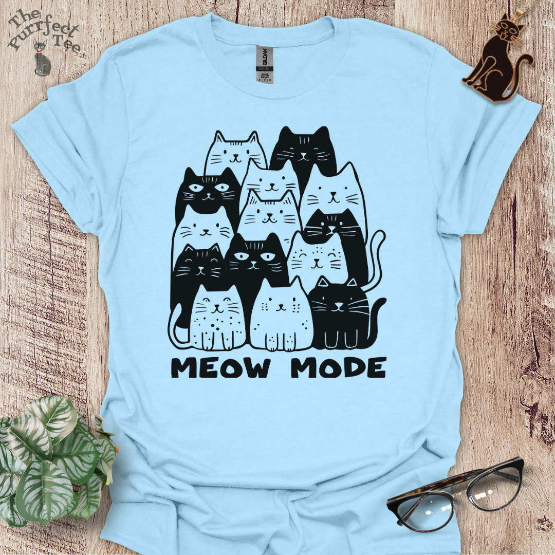Meow mode cat t-shirt