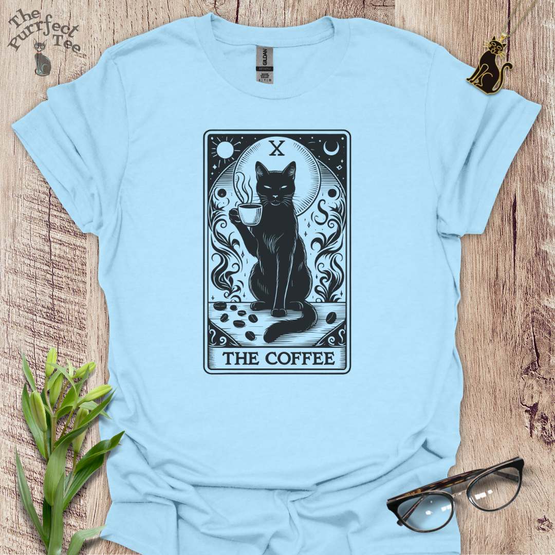 Tarot card coffee cat t-shirt