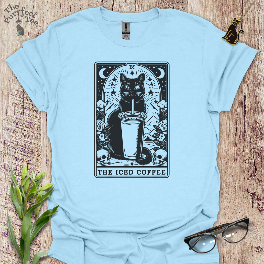Tarot card iced coffee cat t-shirt
