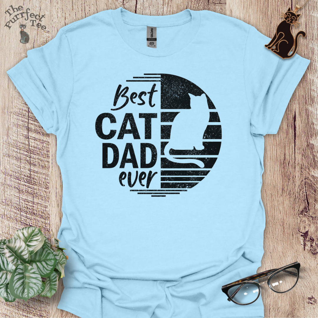 Best cat dad ever circle cat t-shirt