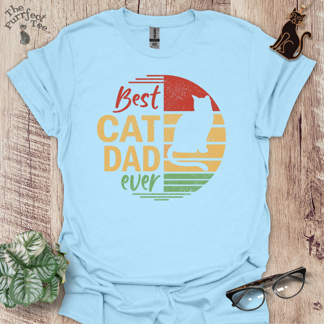 Best cat dad ever colour circle cat t-shirt
