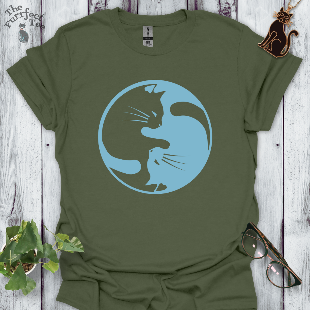 Cat yin yang blue