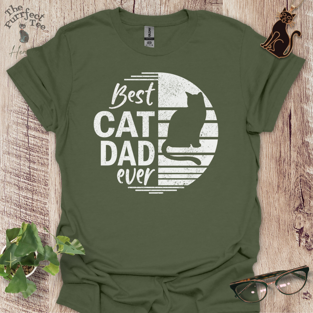 Best cat dad ever circle cat t-shirt