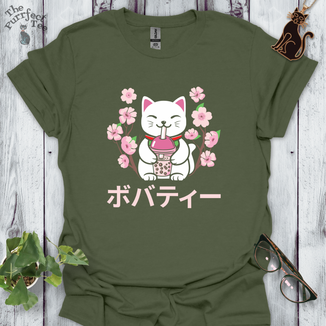 Cat drinking bubble tea cat t-shirt