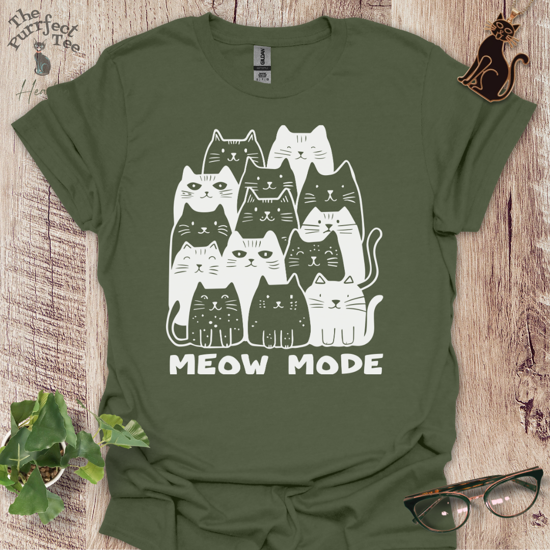 Meow mode cat t-shirt