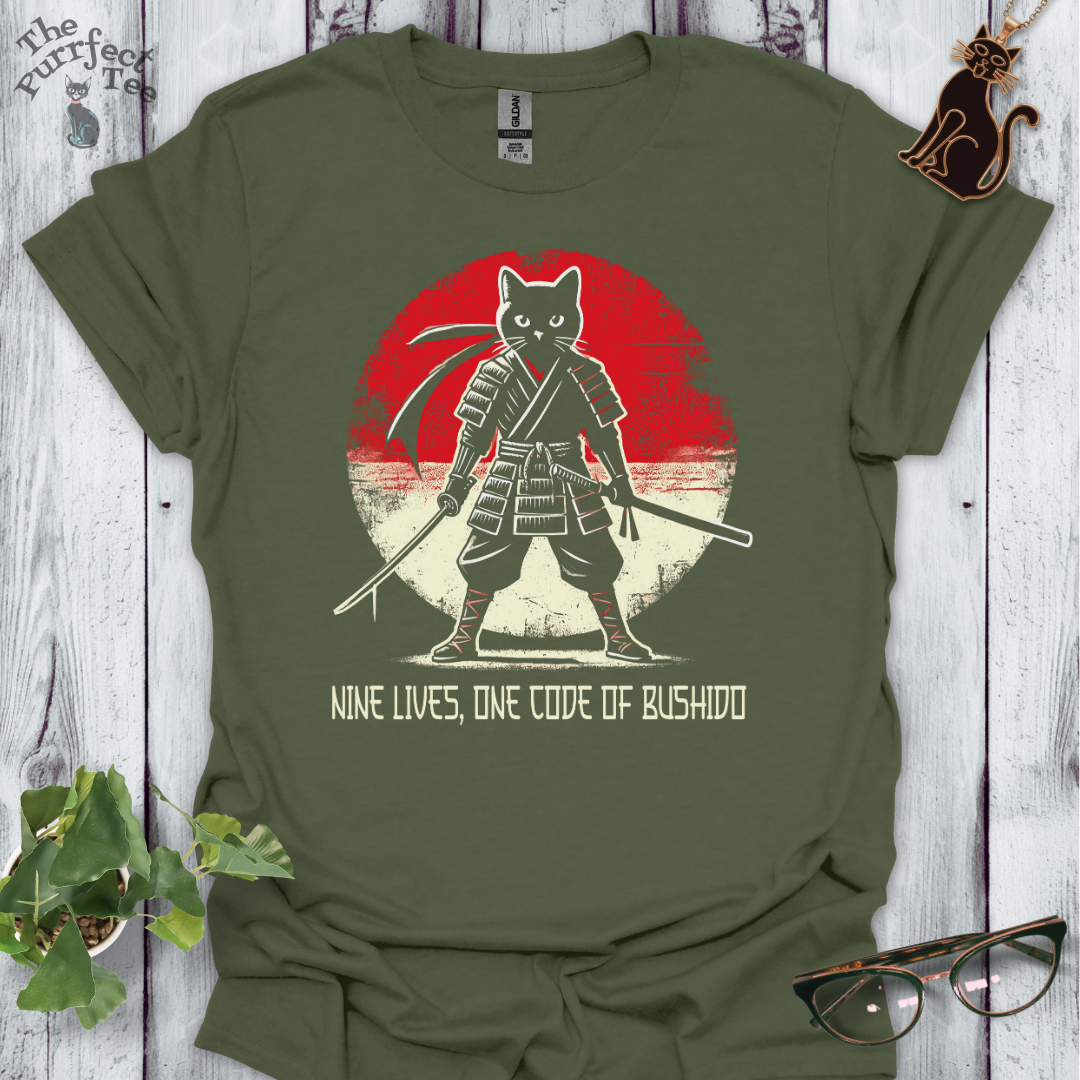 Nine lives one Bushido cat t-shirt