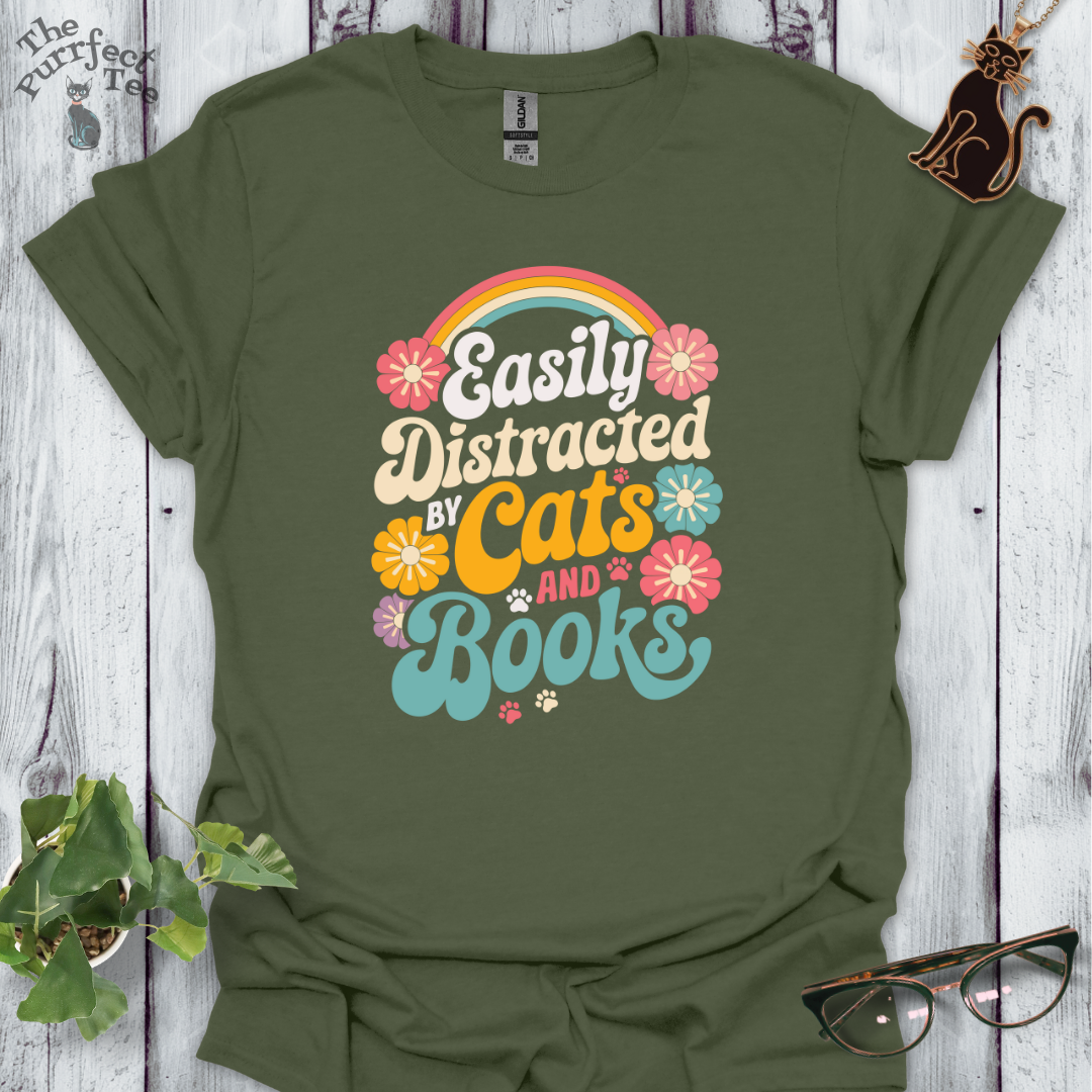 Easily distracted by books and cats