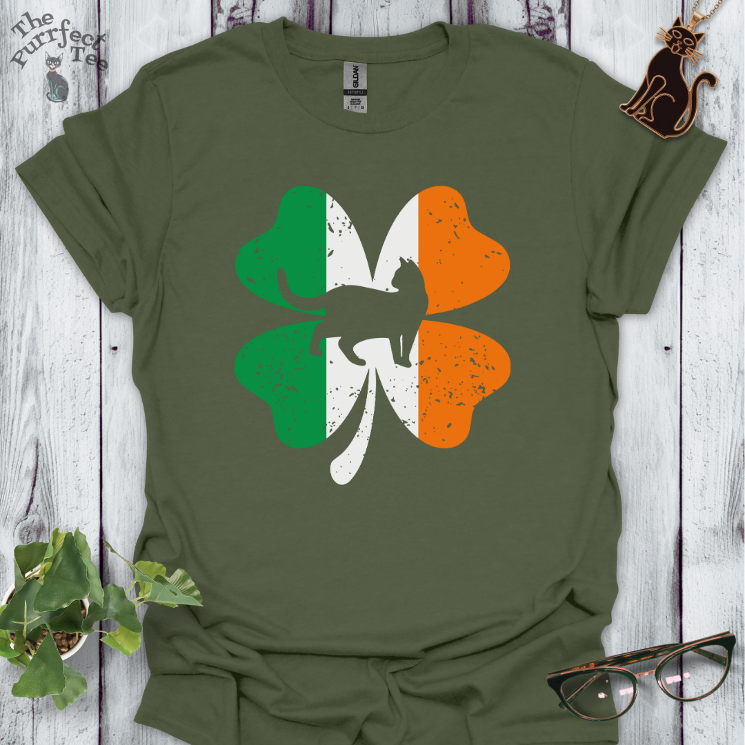 Irish flag shamrock cat t-shirt