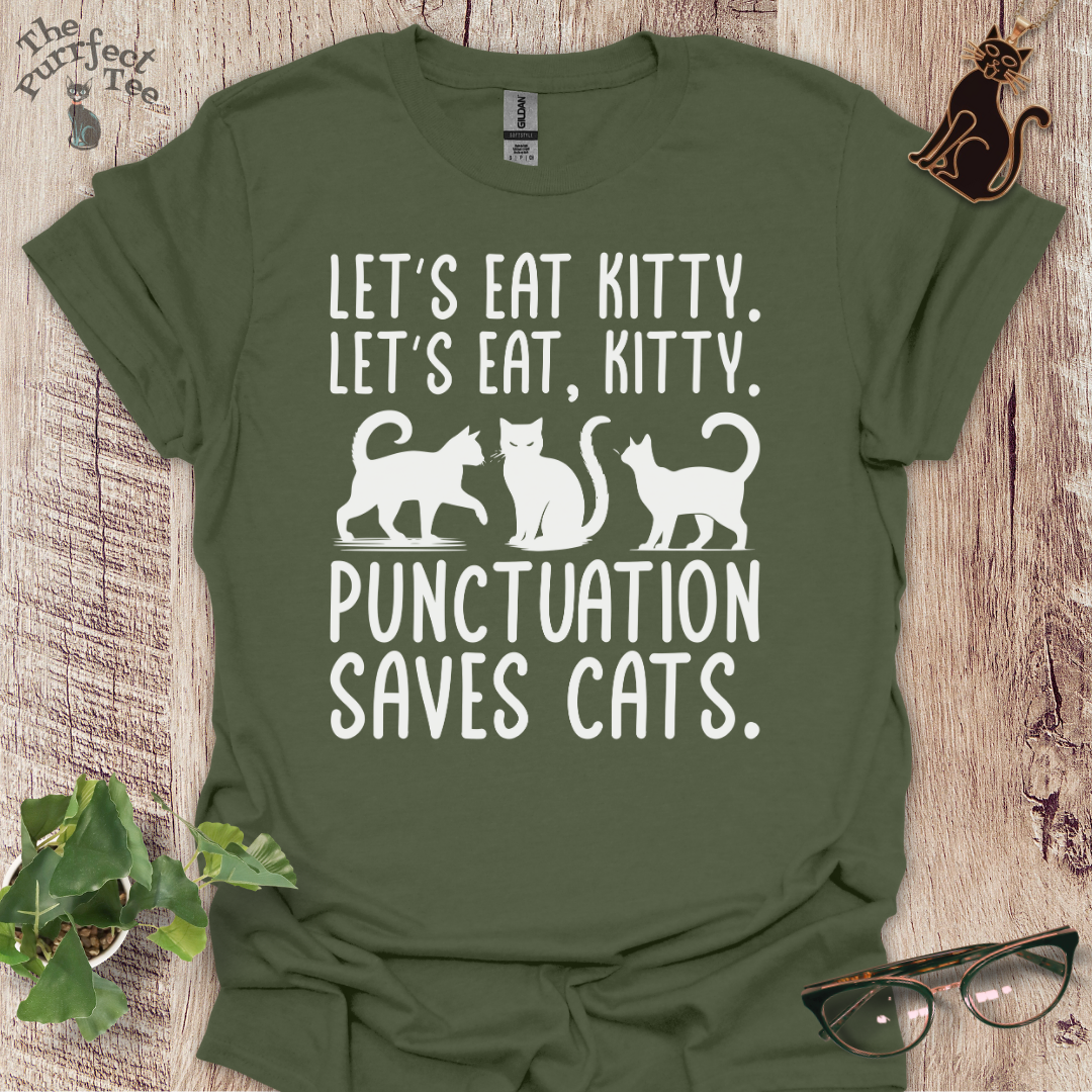 Let's eat, kitty cat t-shirt