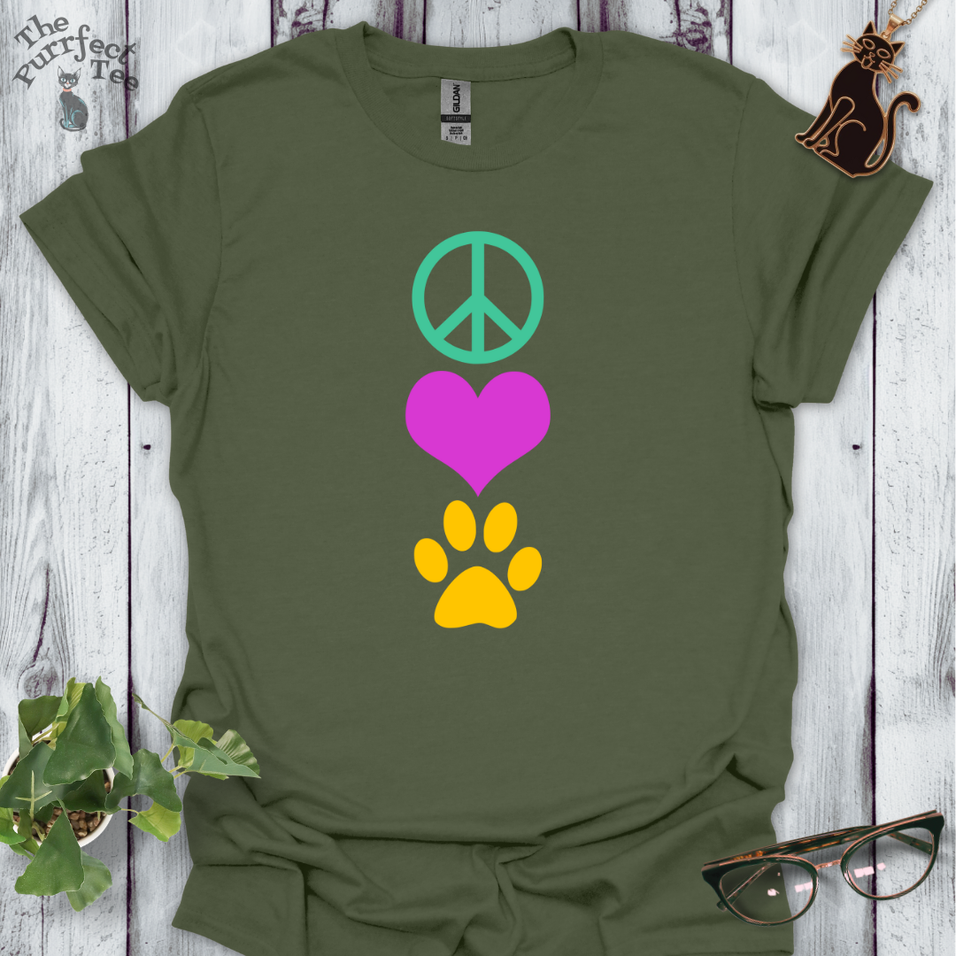 Peace love cat vertical multi
