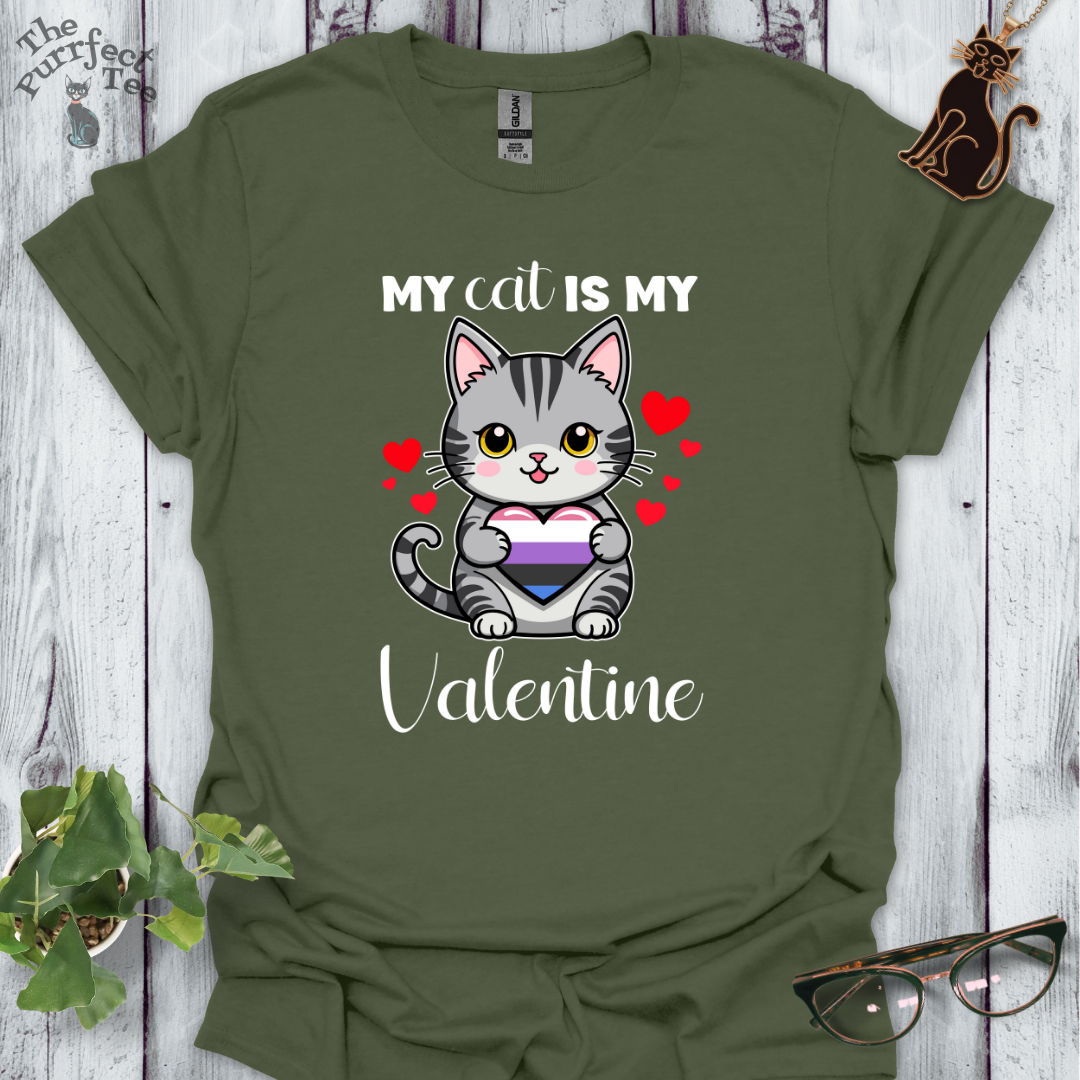 My cat is my valentine - genderfluid heart